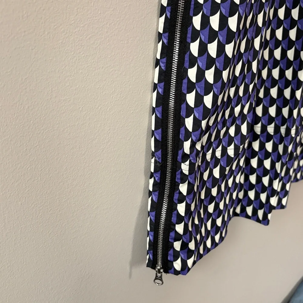 J. Crew Jet Set Geometric Print Shift Dress size 12 Purple White‎ Black